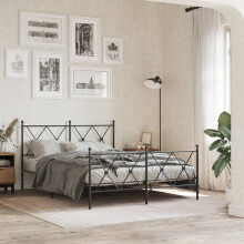 Berkfield Metal Bed Frame without Mattress with Footboard Black 140x190cm