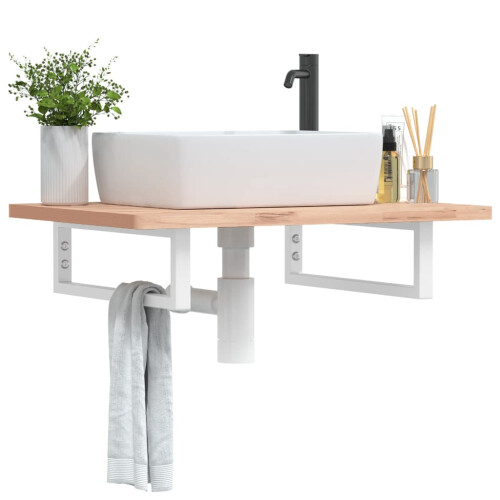 Berkfield Shelf Brackets for Washbasin 2 pcs White Rectangular Steel