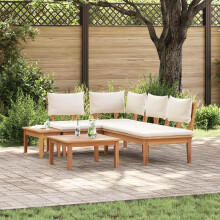 Berkfield Garden Sofa Set 4 pcs Brown and Cream