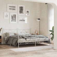 Berkfield Metal Bed Frame without Mattress with Footboard White 183x213cm