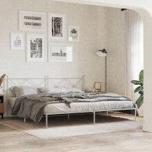 Berkfield Metal Bed Frame without Mattress with Headboard White 193x203cm