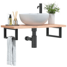 Berkfield Shelf Brackets for Washbasin 2 pcs Black Rectangular Steel