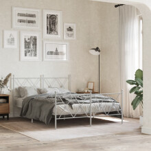 Berkfield Metal Bed Frame without Mattress with Footboard White 137x190cm