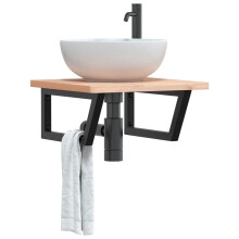 Berkfield Shelf Brackets for Washbasin 2 pcs Black Trapezium Steel