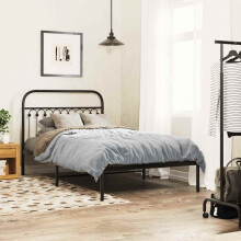 Berkfield Metal Bed Frame without Mattress with Headboard Black 107x203cm