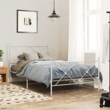 Berkfield Metal Bed Frame without Mattress with Footboard White 107x203cm