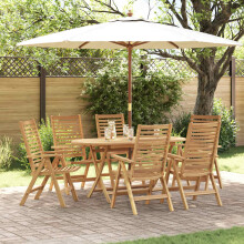 Berkfield Garden Dining Set 7 pcs Brown Solid Teak Wood