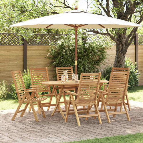 Berkfield Garden Dining Set 7 pcs Brown Solid Teak Wood