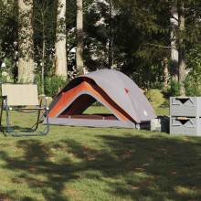 Berkfield Camping Tent 1-Person Grey and Orange Waterproof