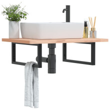 Berkfield Shelf Brackets for Washbasin 2 pcs Black Rectangular Steel