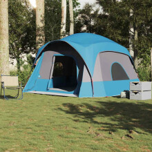 Berkfield Family Tent Cabin 6-Person Blue Waterproof