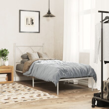 Berkfield Metal Bed Frame without Mattress with Headboard White 80x200cm