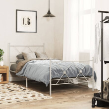 Berkfield Metal Bed Frame without Mattress with Footboard White 90x190cm