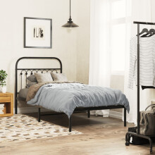 Berkfield Metal Bed Frame without Mattress with Headboard Black 90x200cm