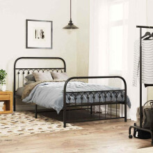 Berkfield Metal Bed Frame without Mattress with Footboard Black 107x203cm