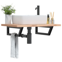Berkfield Shelf Brackets for Washbasin 2 pcs Black Trapezium Steel
