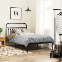 Berkfield Metal Bed Frame without Mattress with Headboard Black 100x190cm