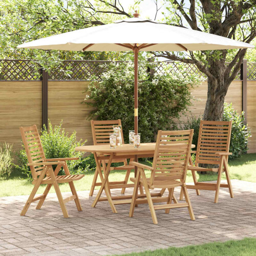 Berkfield Garden Dining Set 5 pcs Brown Solid Teak Wood