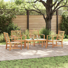Berkfield Garden Sofa Set 5 pcs Natural Solid Teak Wood