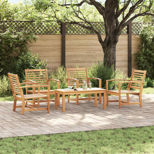 Berkfield Garden Sofa Set 5 pcs Natural Solid Teak Wood