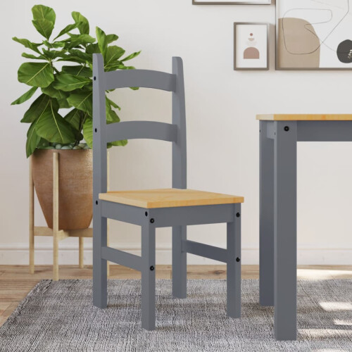 Berkfield Dining Chairs 2 pcs Grey 40x46x99 cm Solid Wood Pine