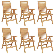 Berkfield Chair Folding 6 pcs Brown 64.5 x 52 x 108 cm Solid Teak Wood