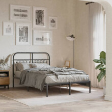 Berkfield Metal Bed Frame without Mattress with Headboard Black 120x190cm