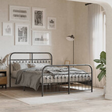 Berkfield Metal Bed Frame without Mattress with Footboard Black 137x190cm
