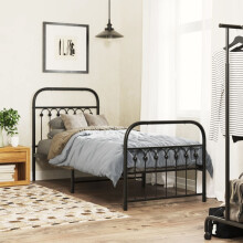 Berkfield Metal Bed Frame without Mattress with Footboard Black 75x190cm