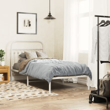 Berkfield Metal Bed Frame without Mattress with Headboard White 90x190cm
