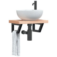 Berkfield Shelf Brackets for Washbasin 2 pcs Black Trapezium Steel