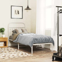 Berkfield Metal Bed Frame without Mattress with Headboard White 75x190cm