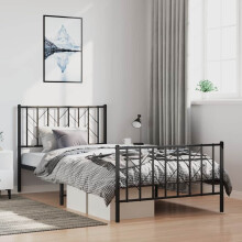Berkfield Metal Bed Frame without Mattress with Footboard Black 100x200cm