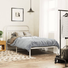 Berkfield Metal Bed Frame without Mattress with Headboard White 100x200cm