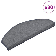 Berkfield Stair Mats 30 pcs 65x24x4 cm Light Grey and Blue Half Round Large