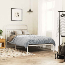 Berkfield Metal Bed Frame without Mattress with Headboard White 107x203cm