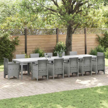 Berkfield Garden Table Light Grey 400 x 100 x 73 cm Poly Rattan