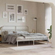 Berkfield Metal Bed Frame without Mattress with Headboard White 183x203cm