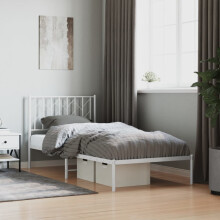 Berkfield Metal Bed Frame without Mattress with Headboard White 90x190cm