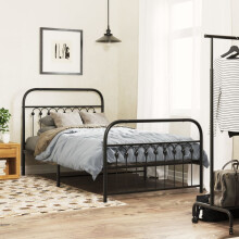 Berkfield Metal Bed Frame without Mattress with Footboard Black 100x190cm