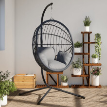 Berkfield Hanging Egg Chair Stand without Basket Black Steel