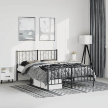 Berkfield Metal Bed Frame without Mattress with Footboard Black 193x203cm