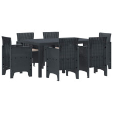 Berkfield Garden Dining Set 7 pcs Anthracite Polt rattan