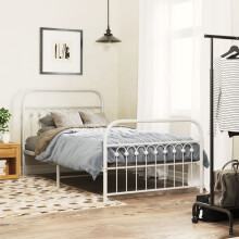 Berkfield Metal Bed Frame without Mattress with Footboard White 100x200cm