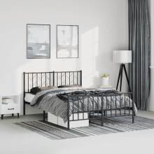 Berkfield Metal Bed Frame without Mattress with Footboard Black 150x200cm