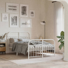 Berkfield Metal Bed Frame without Mattress with Footboard White 120x190cm