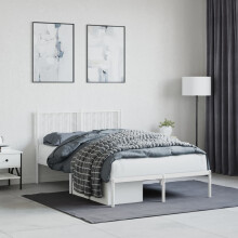Berkfield Metal Bed Frame without Mattress with Headboard White 120x190cm