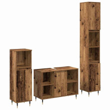 Berkfield Bathroom Furniture Set with Door 3 pcs Old Wood Engineered Wood