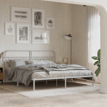 Berkfield Metal Bed Frame without Mattress with Headboard White 183x213cm