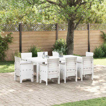 Berkfield Garden Dining Set 9 pcs White Polypropylene